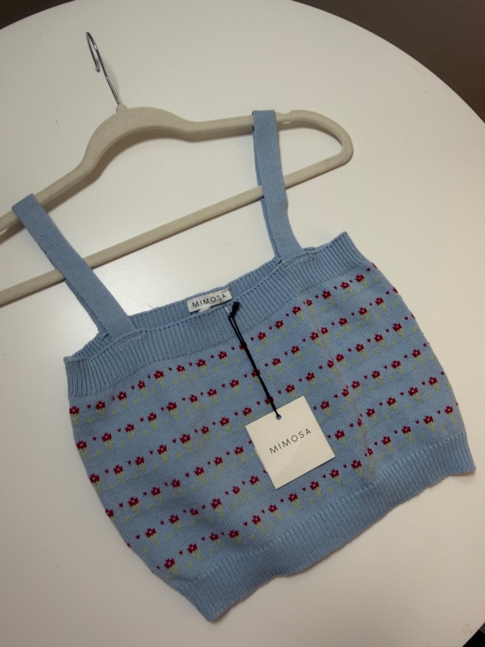 Mimosa Light Blue Floral Knit Tank